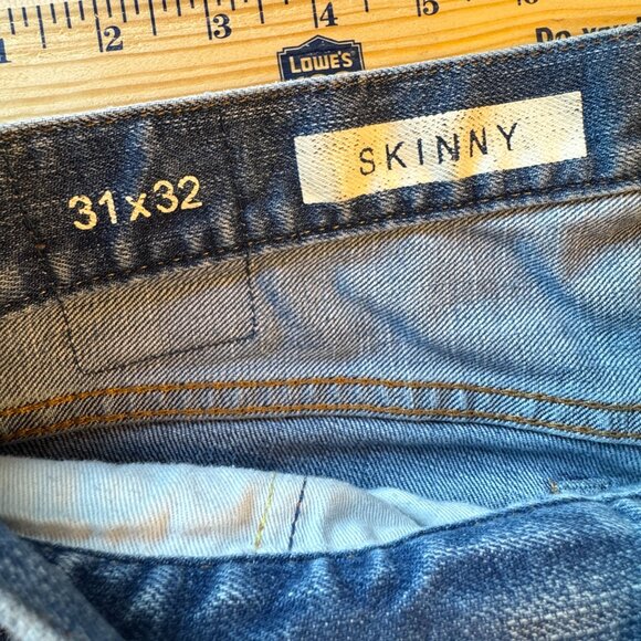 Gap 1969 Jeans Mens 31x32 Skinny Pool Shark Wash Distressed - Picture 13 of 15